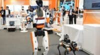 um robô humanoide e um cão robo