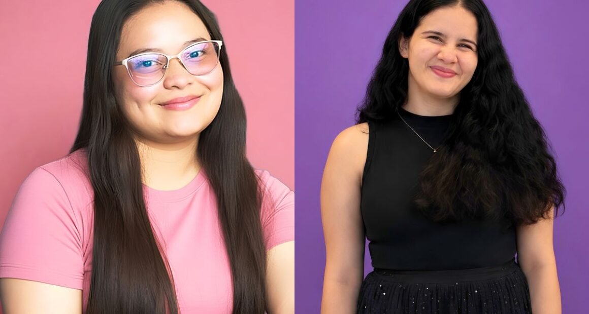 imagem de duas jovens. uma de roupa rosa e outra de roupa preta