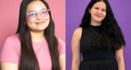imagem de duas jovens. uma de roupa rosa e outra de roupa preta