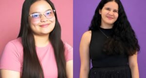 imagem de duas jovens. uma de roupa rosa e outra de roupa preta